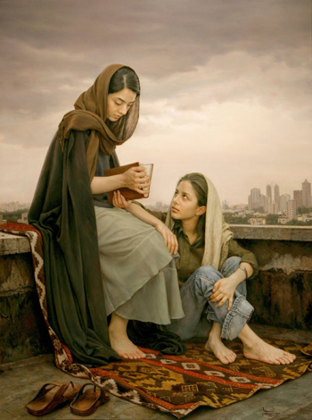 Uno de los cuadros del pintor realista Imán Maleki.