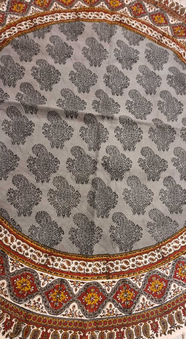 Mantel de algodón estampado a mano, redondo 120cm, - Imagen 2