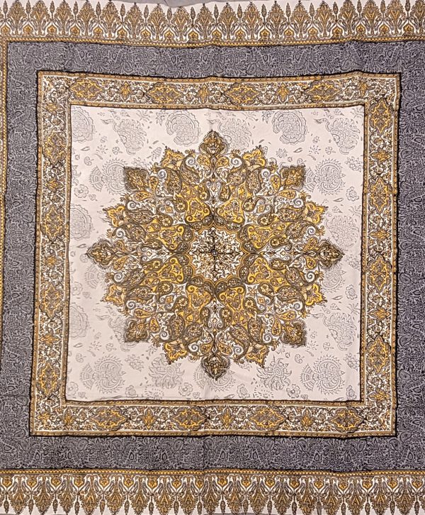 Mantel de algodón estampado a mano,100 cm x 100 cm, Ghalamkar - Imagen 3