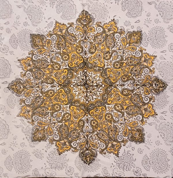 Mantel de algodón estampado a mano,100 cm x 100 cm, Ghalamkar - Imagen 2