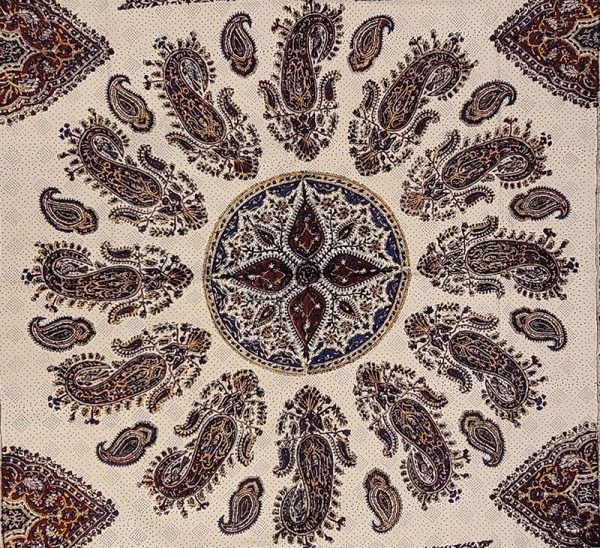 Algodón Estampado, 135 cm x 200 cm, Ghalamkar; Mantel, Tapiz, Cubrecama, Cubresofá - Imagen 2