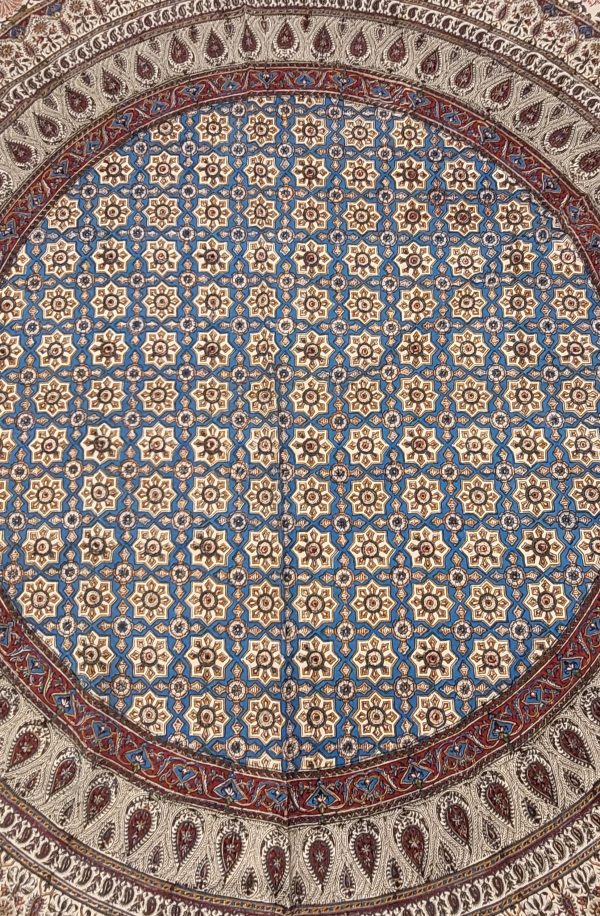 Mantel de algodón estampado a mano, redondo 200cm,Ghalamkar - Imagen 3