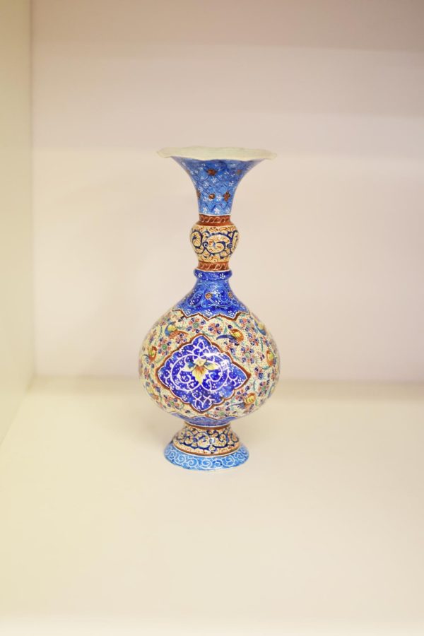 Jarrón Esmaltado liso Minakari, Altura de 20 cm