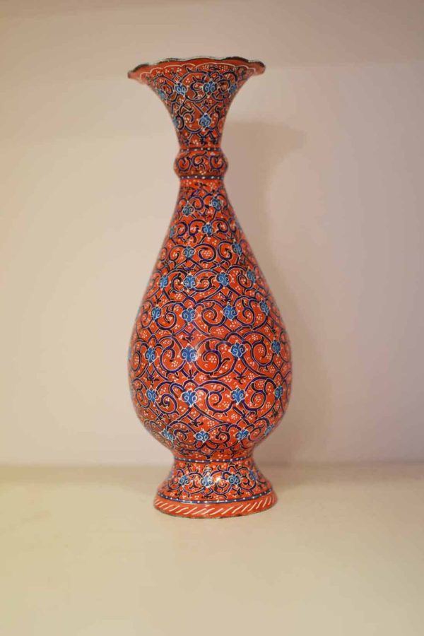 Jarrón Esmaltado liso Minakari, Altura de 20 cm