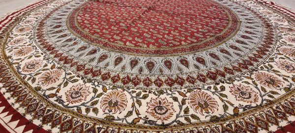 Mantel de algodón estampado a mano, redondo 180cm,Ghalamkar - Imagen 2