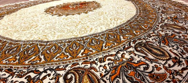 Mantel de algodón estampado a mano, redondo 180cm,Ghalamkar - Imagen 2